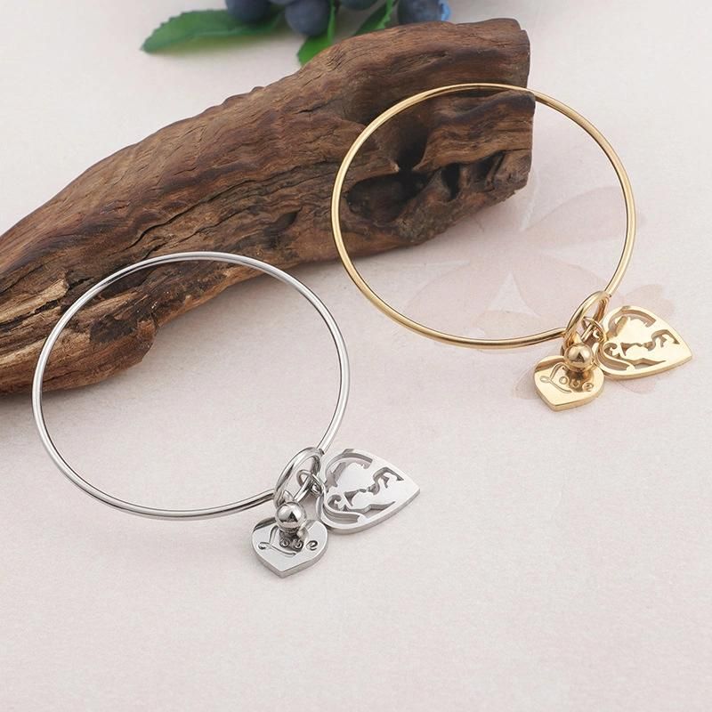 Manufacturer Custom Fashion Bangle Jewelry High Quality Tarnish Free Water Resistant Bangle Women 18K Gold Plated Bangle Love jewellery