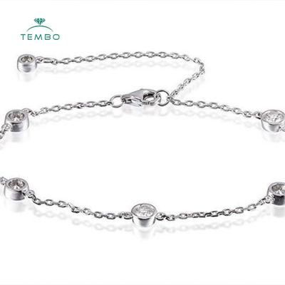 Tembo Gems Customized 10K Solid White Gold 3mm/3.5mm/4mm Lab Grown Diamond Tennis Chain Bracelet for Women