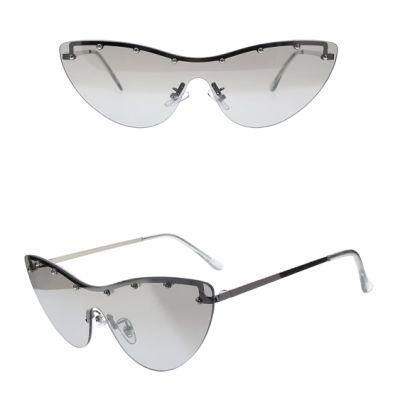 Cat Eye One-Lens Unique Design Metal Fashion Unisex Sunglasses