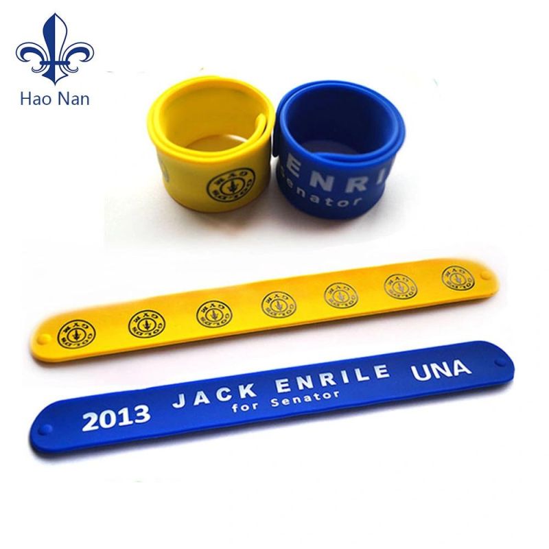 China Supplier Fashion Design Silicone Slap Wristband