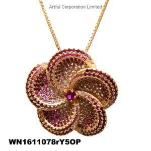 2021 New Fashion Flower Pink Necklace Fashion Necklace Fashion Jewelry Silver Necklace