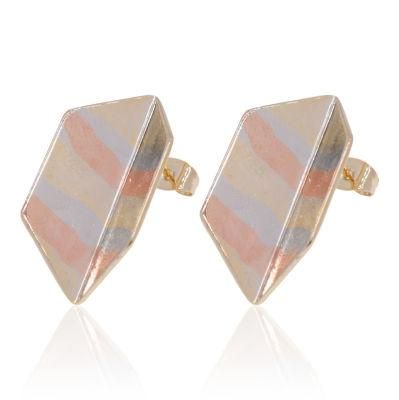 High Quality Women&prime;s Statement Tricolor Gold Plated Earrings