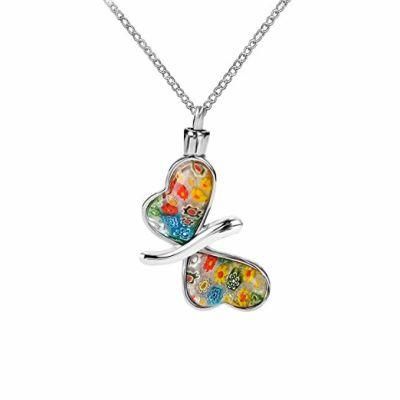 Colorful Butterfly Jewelry Memory Urn Ash Pendant with Gluing Stone