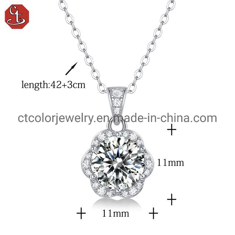 Luxury Women′ Jewelry 2 carat Moissanite Wedding 925 Sterling Silver Necklace Gift