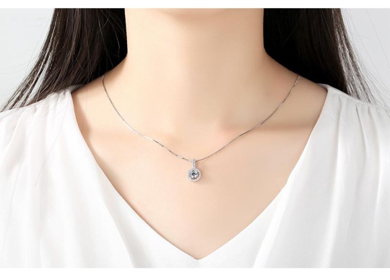 925 Sterling Silver Pendant with Round Cubic Zircon Jewelry