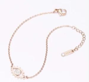 Latest Design Stainless Steel Accessories Adjustable Hollow Zircon Eye Rose Gold Plated Chain Bracelet