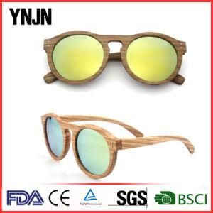 Ynjn Custom Carve Logo Round Wooden Sunglasses