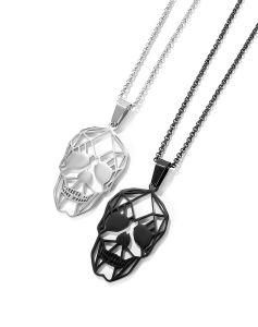 Gold-Plated Stainless Steel Hollow Skull Pendant Necklace