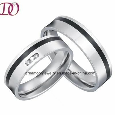 Black Enamel Surgical Steel Rings Pair Hot Sale Top Quality Love Rings