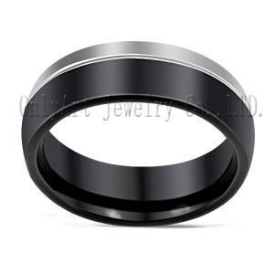 Black Plated and Brused Stainless Steel Ring (OTR0341)
