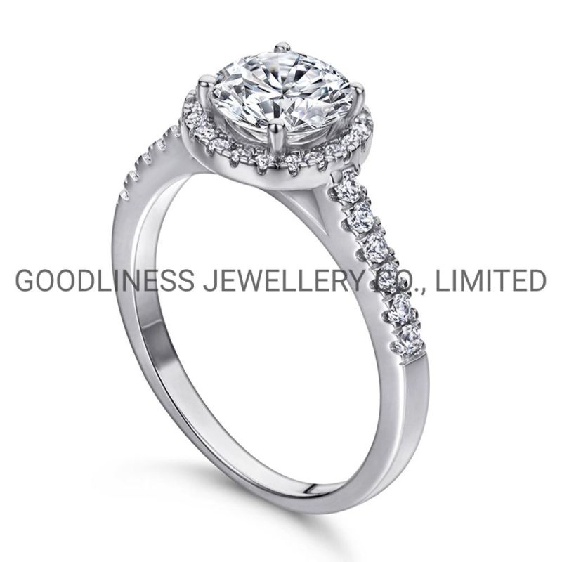 Women 925 Silver Engagement Halo Rings Fashion Jewelry