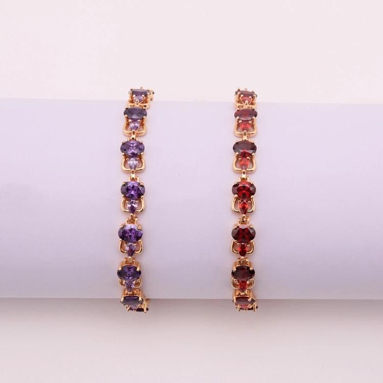18K Rose Gold Plated Ruby Chain Bracelet Designs for Woman