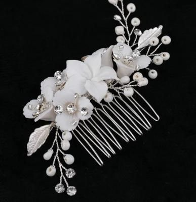 Bridal Wedding Ceramic Flower Hair Vines Hair Comb Headband Headpiece