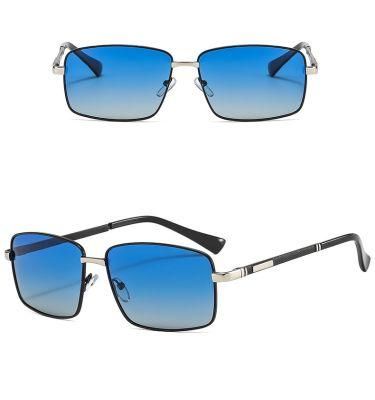 2022 Men&prime;s Polarized Frame Metal Driving Mirror Color Changing Sunglasses