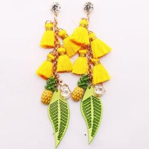 Fashion Jewelry Fashion Earrings Tassel Earrings Costume Jewelry Rhinestone Earrings Pineapple Pendant Leaf-Shaped Pendant