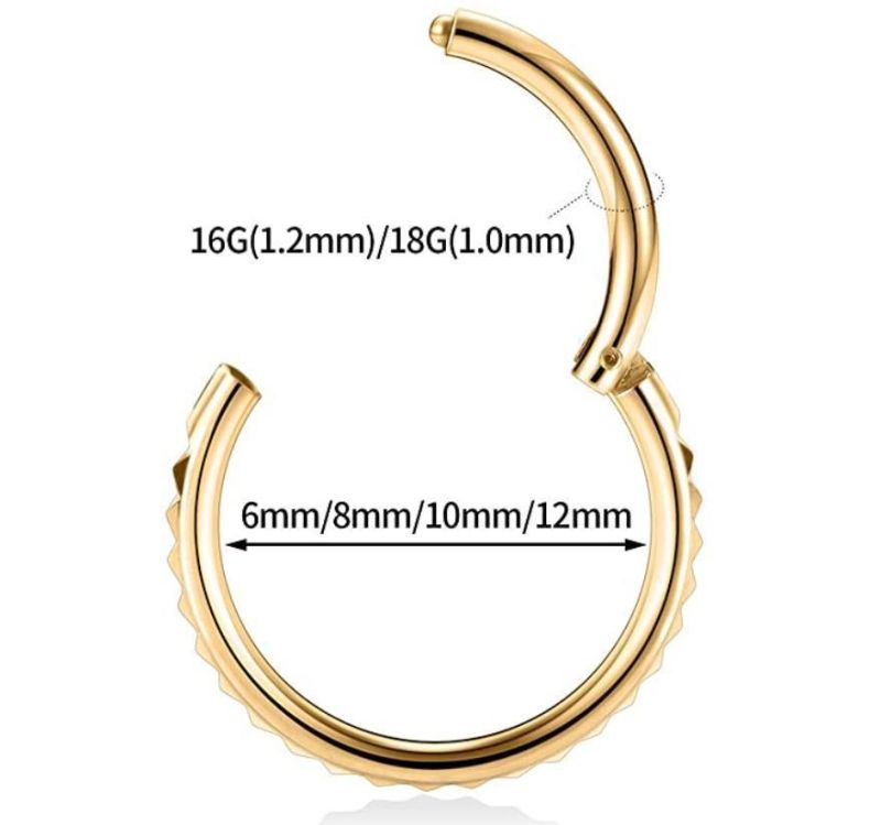 New Design 316L Surgical Steel Pyramid Hinged Nose Rings Hoop Body Piercing