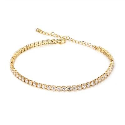 Custom Fashion Stainless Steel Gold Plated Necklace Bracelet Anklet Fashion Jewelry with Shiny Rhinestone Crystal