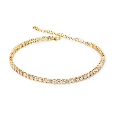 Custom Fashion Stainless Steel Gold Plated Necklace Bracelet Anklet Fashion Jewelry with Shiny Rhinestone Crystal