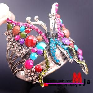 Multicolor Rhinestone Vintage Tone Nice Butterfly Bangle Bracelet Mjb89710