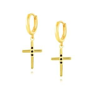 Hot Sale High Quality 925 Sterling Silver New Creative Cross Gold Plated Drop Earrings for Women