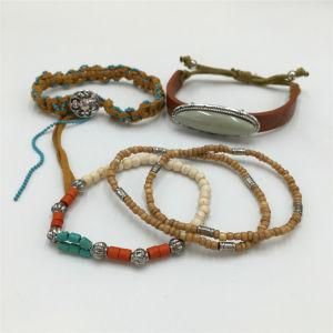Vintage Leather Bracelet with Beads Alloy Jewelry Bracelet