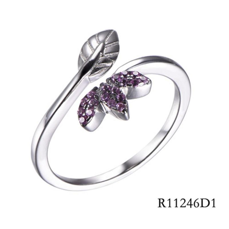 Special Leafbud Sterling Silver with CZ Leaf Open Ring