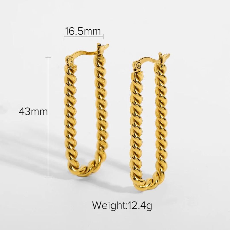 Ins Web Celebrity Style Twisted Earring 18K Electroplated 316L Stainless Steel Titanium Steel Lady Earring Studs