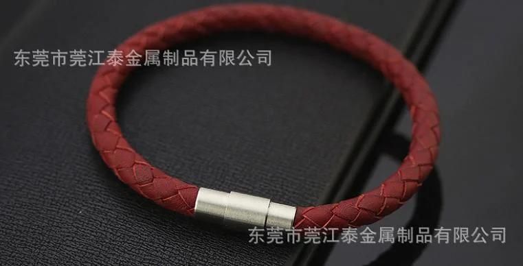 Multi Color Leather Bracelet with Stainless Steel Connector for Gifts