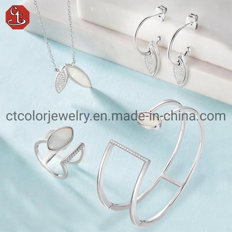 925 Sterling Silver Wholesale Jewelry Bangles Bracelets Ring Necklace Earring Jewelry Set