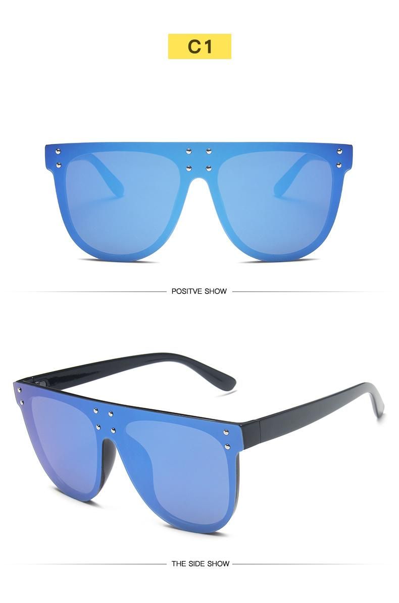 One-Piece Big Frame Sunglasses Fashion Rivet Colorful Mercury Sunglasses