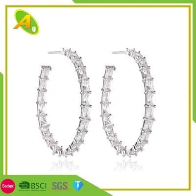 Women&prime;s Simple C - Shaped Earrings, European and American Exaggerated Micro - Set Zircon Half Circle Earrings, Creative Earrings (13)