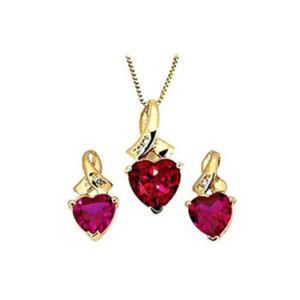 Garnet Bridal Jewelry Set Sparkling Cubic Zirconia