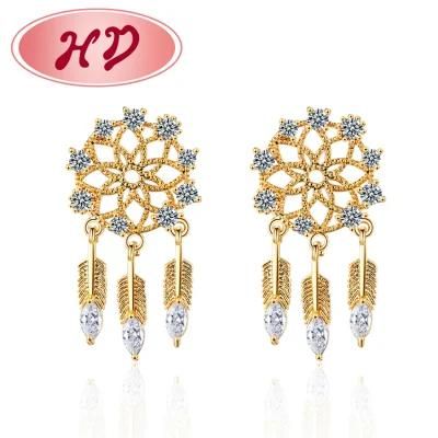 Simple Design Daily Wear Flower Shaped Diamond Stud Earrings Women, Cubic Zirconia Jewelry