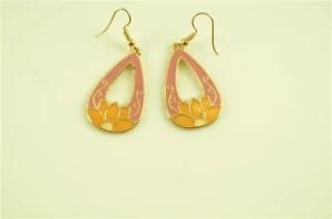 Teardrop Earring with Lotus Flower with Epoxy