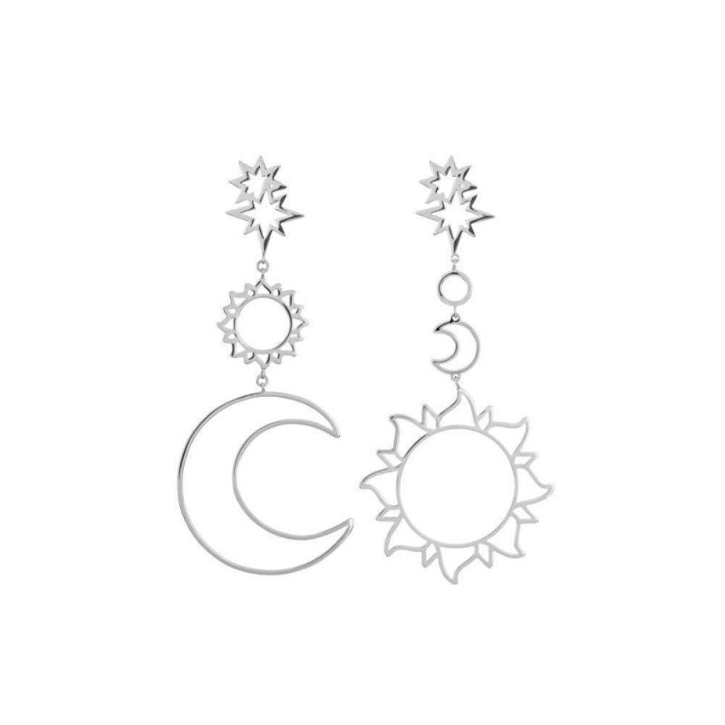 Fashion Boho Asymmetrical Hollow Star Sun Moon Drop Dangle Earring