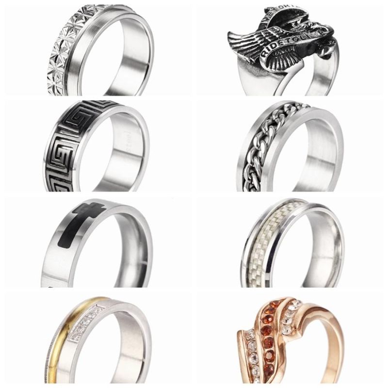 New European and American Fashion Simple Stainless Steel 18K Gold Die Casting Ring Spot Wholesale