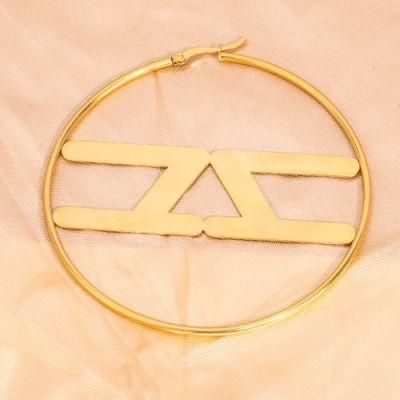 2021 Fashion New Arrival Large Circle Earrings Jewelry Stainless Steel Women Custom Big Initial 18K Gold Plated Hoop Earrings