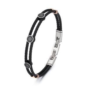 Ocean Style Black Cable Chain Jewelry Wire Stainless Steel Bangle for Men