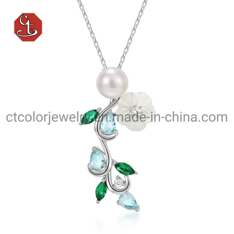 Fashion Cubic Zirconia Pearl Silver Simple Single Pearl Necklace Chain Necklace Fashion Jewelry