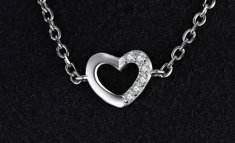 925 Sterling Silver Love Hearts Pave Cubic Zirconia Bracelet Fashion Jewelry Wholesale