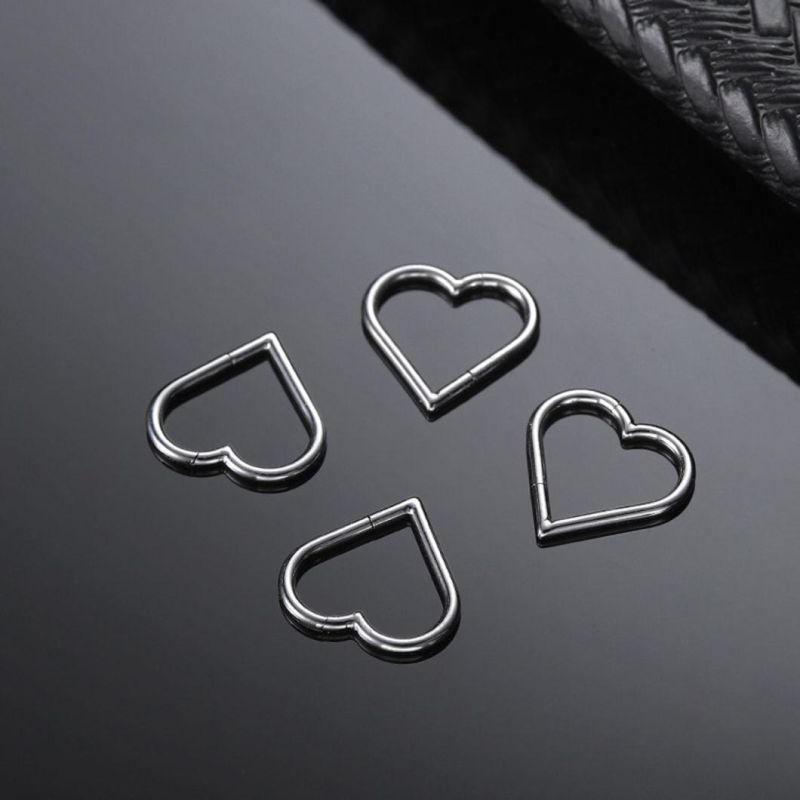 New Hot-Selling G23 Titanium Love-Shaped Piercing Jewelry Personality Body Piercing Hinged Rings Earrings ASTM F136 Titanium Nose Ring Tp2545