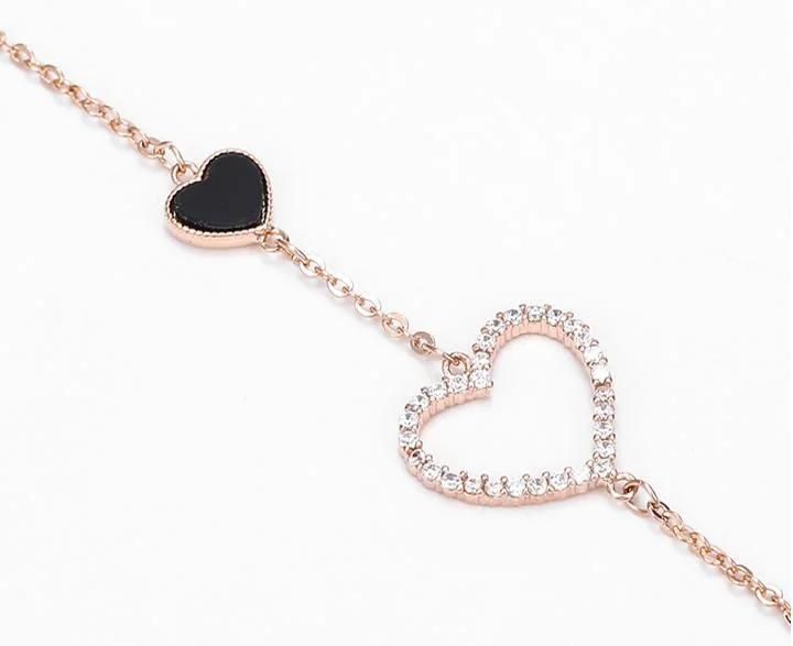 Fashion Jewelry New Arrival Rose Gold Heart Hand Chain Bracelet for Women