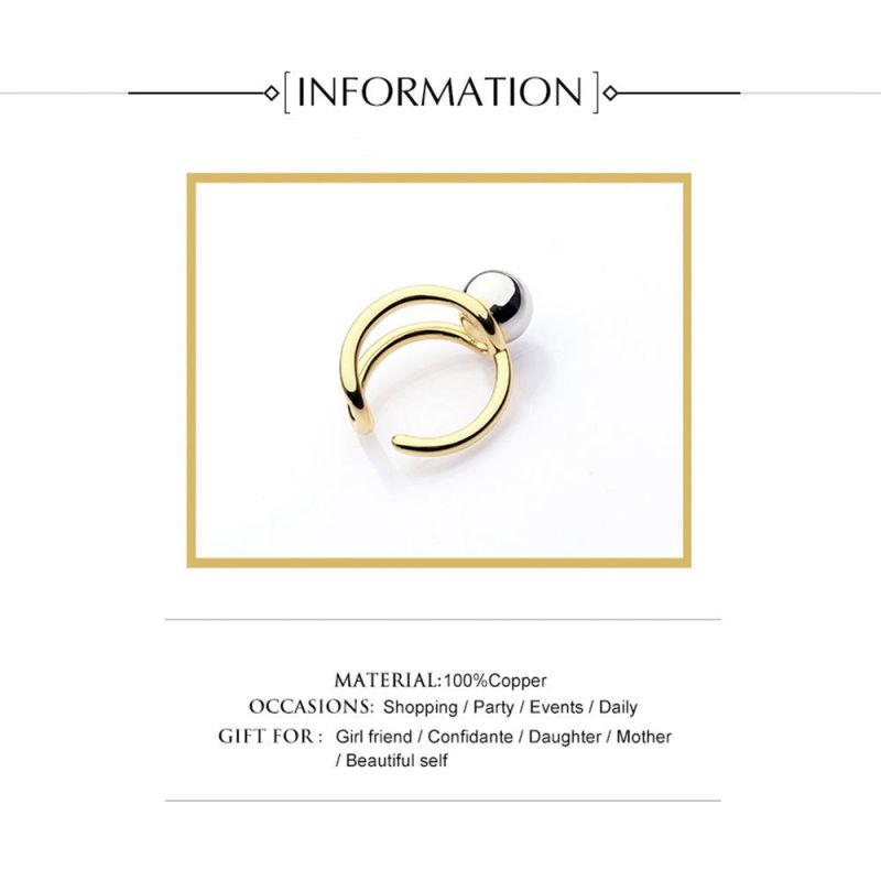 Double Color 18K Gold Plated Copper Round Ring