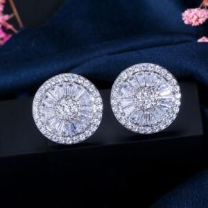 Women Fashion Colorful Diamond Party Birthday Gift Cutting Zircon Brass Gold Stud Earrings
