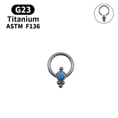 Body Jewelry G23 Titanium Piercing Hoops Captive Bead Body Piercing Rings with 4mm Opal Ball