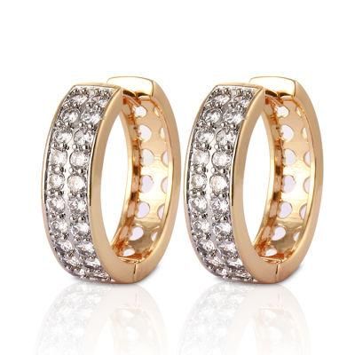 Fashion 18K Gold Jewelry Silver Alloy Stud Drop Hoop Huggie CZ Earrings with Crystal for Women