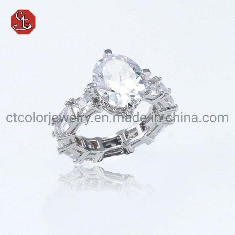 Fashion Jewelry Luxury 925 Sterling Silver Wedding Ring Eternity Cubic Zirconia Finger Rings