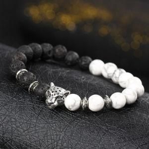 Wholesale Antique Silver Plated Buddha Leopard Head Bracelet