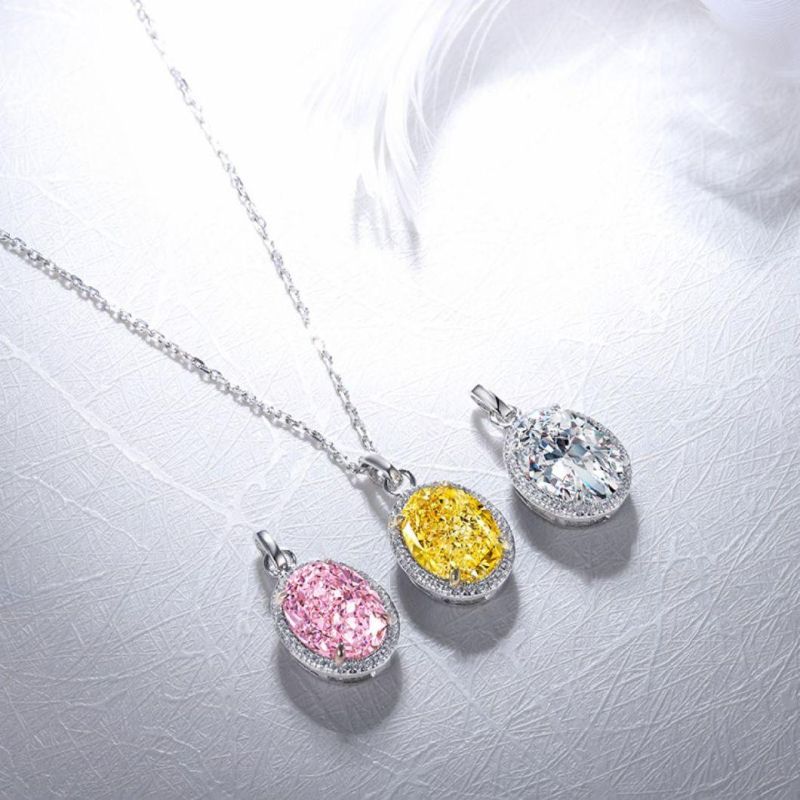 Fashion Jewelry High Quality 925 Sterling Silver 3.0 Carat Simulated Diamond Jewelry Custom Necklace for Girls