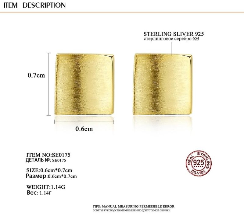Silver Cubic Zirconia Hiphop Ear Studs Square Design